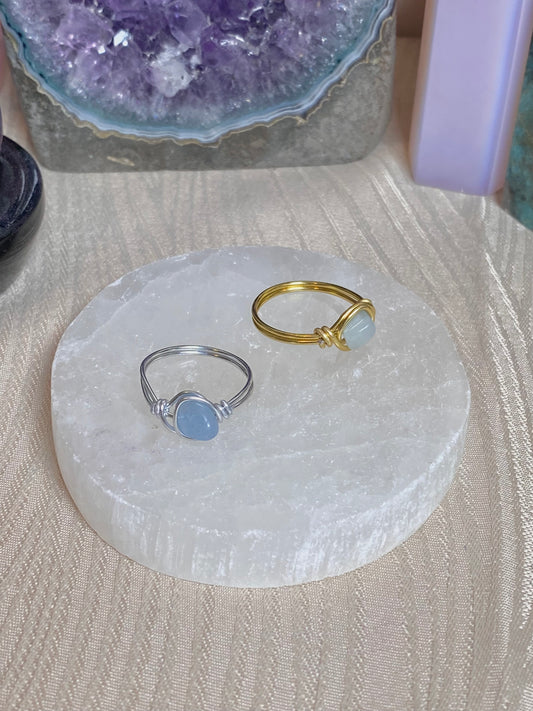 Aquamarine chip ring