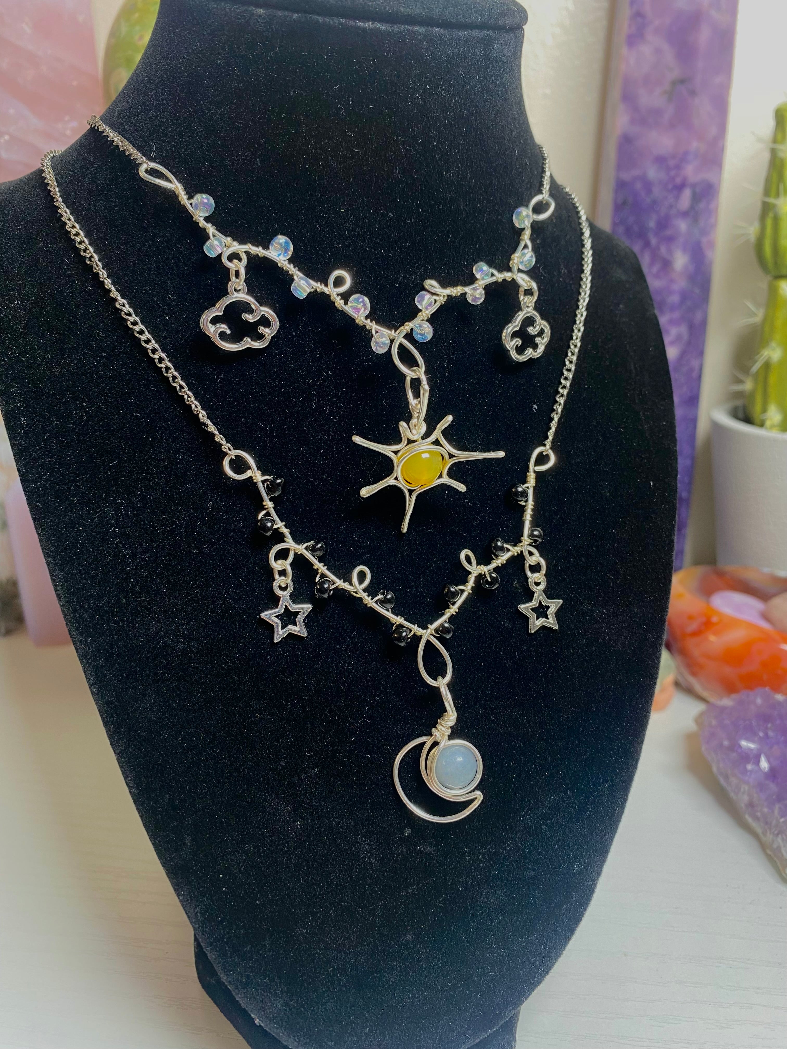 Sun, Moon and Star Necklace Mixed Metal - Etsy