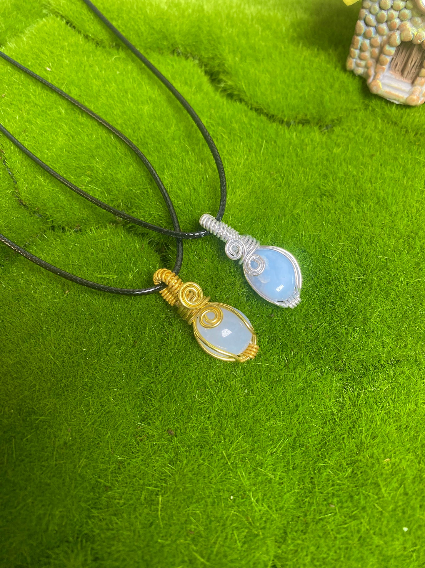 Blue chalcedony necklace