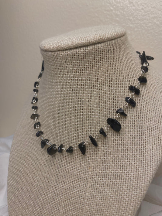 Obsidian chip necklace
