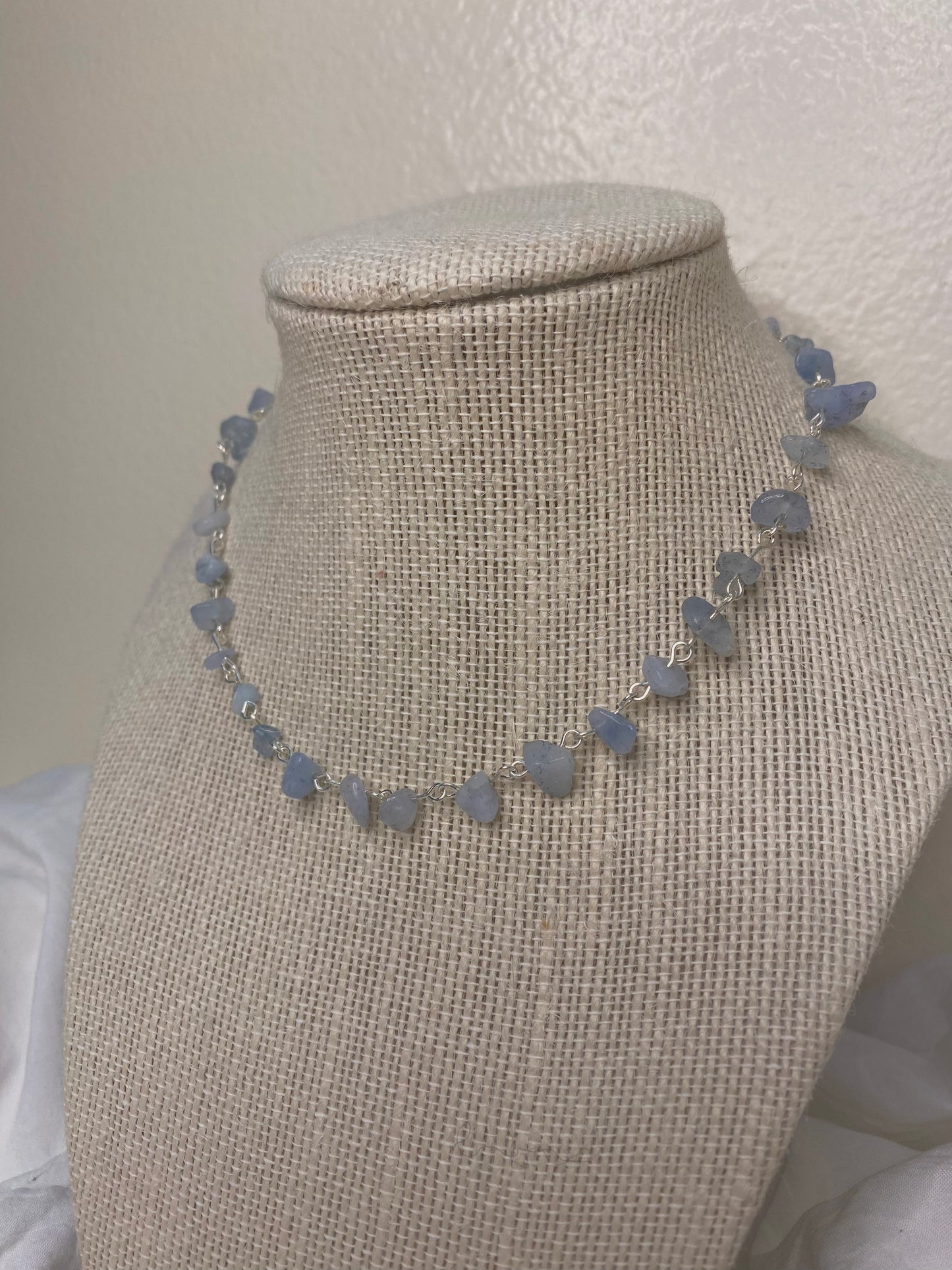 Aquamarine chip necklace